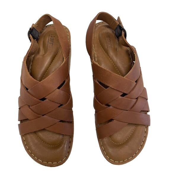 Born Sling Back Strappy Brown Leather Comfort Wedge Sandal Womens 9 - Picture 3 of 7